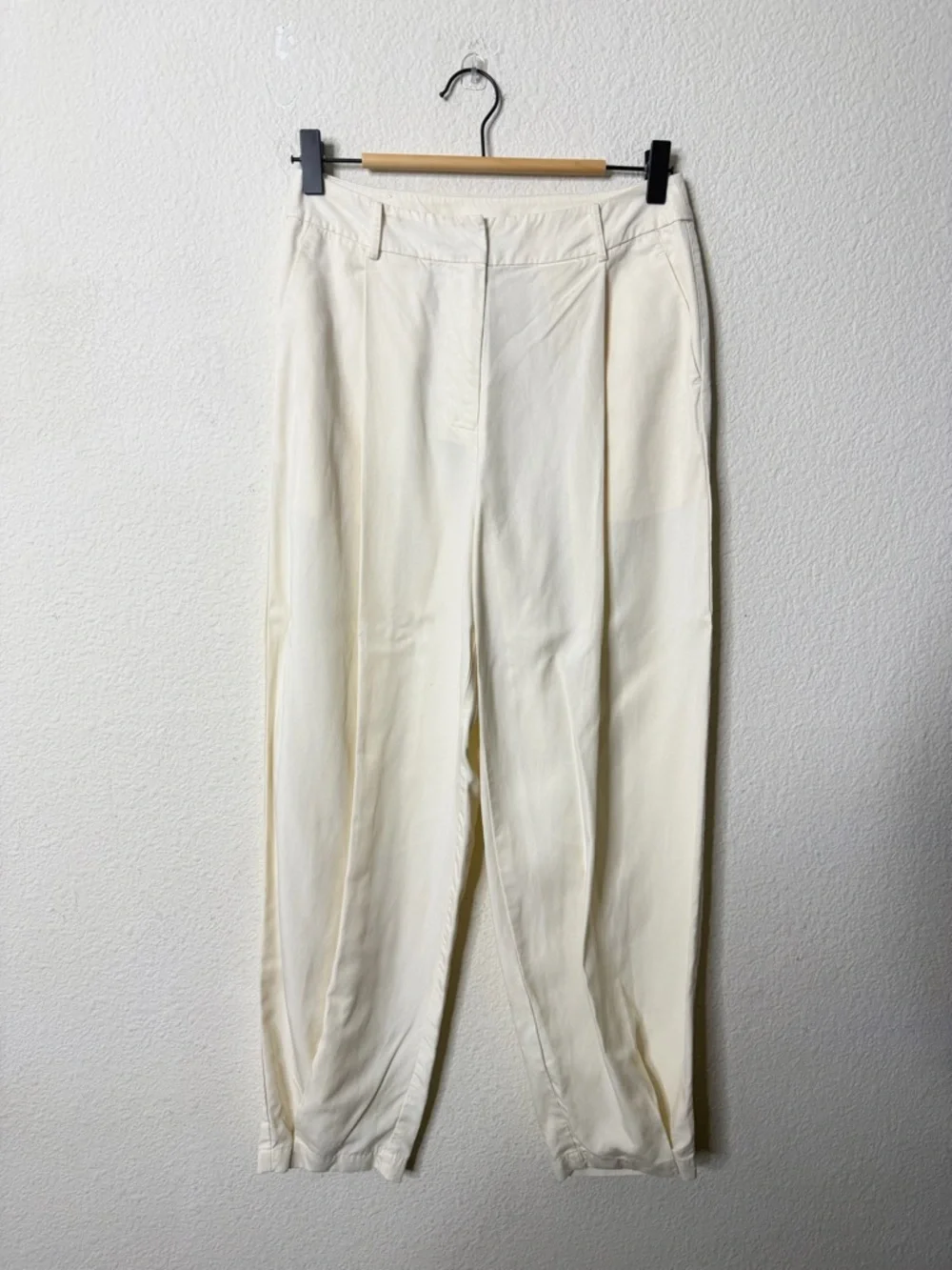Lattelier Linen Blend Tapered Trouser Pants Pleated Ivory Cream‎ Size S